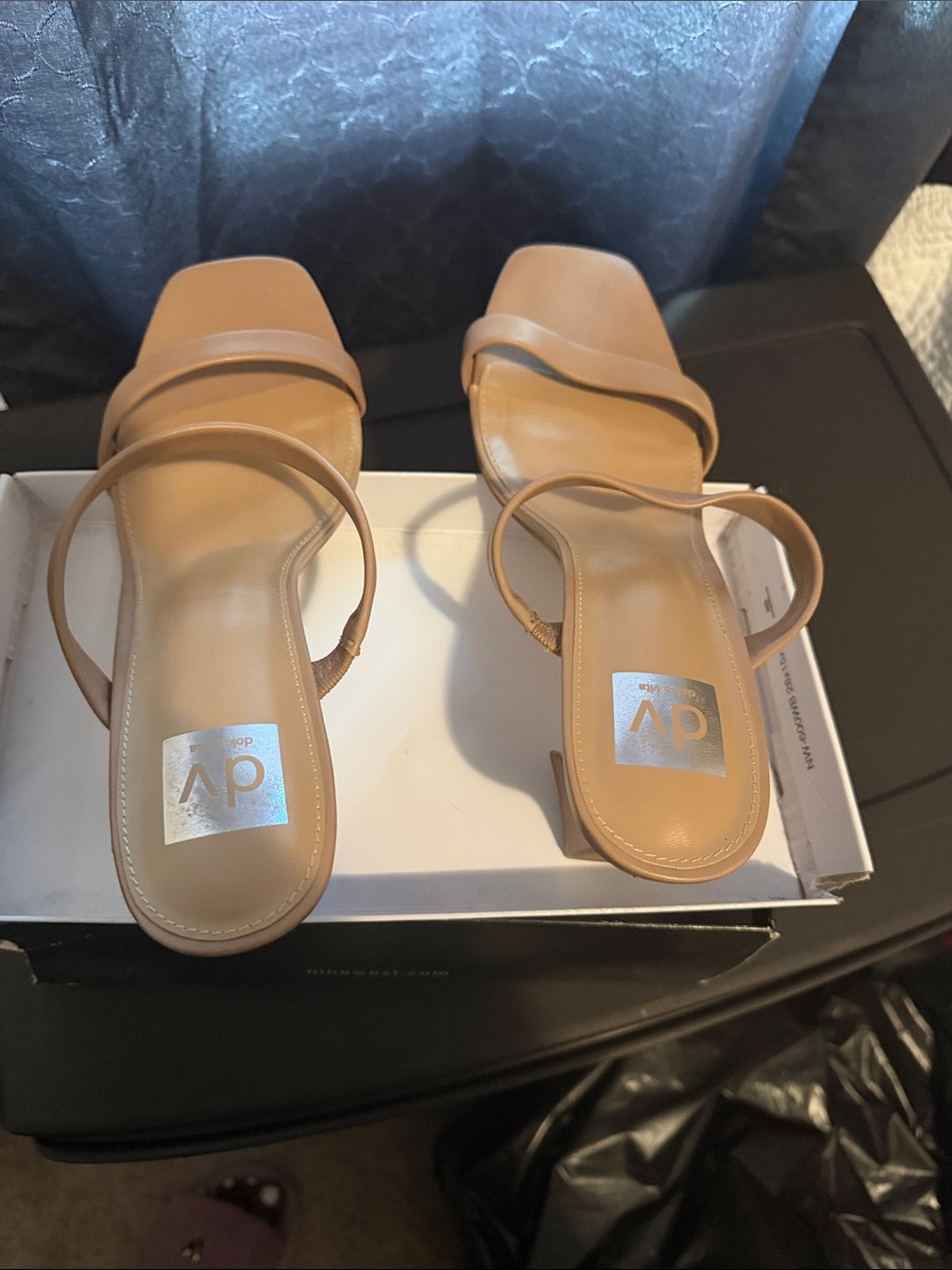 DV by Dolce Vita Tan Minimalist Strappy Square-Toe Heels
